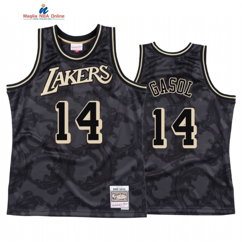 Maglia NBA Los Angeles Lakers #14 Marc Gasol Nero Toile Hardwood Classics Acquista