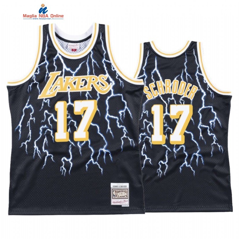 Maglia NBA Los Angeles Lakers #17 Dennis Schroder Nero Hardwood Classics 2021 Acquista