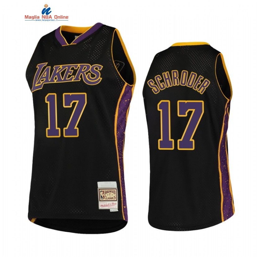Maglia NBA Los Angeles Lakers #17 Dennis Schroder Nero Hardwood Classics Acquista
