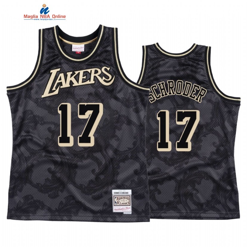 Maglia NBA Los Angeles Lakers #17 Dennis Schroder Nero Toile Hardwood Classics Acquista