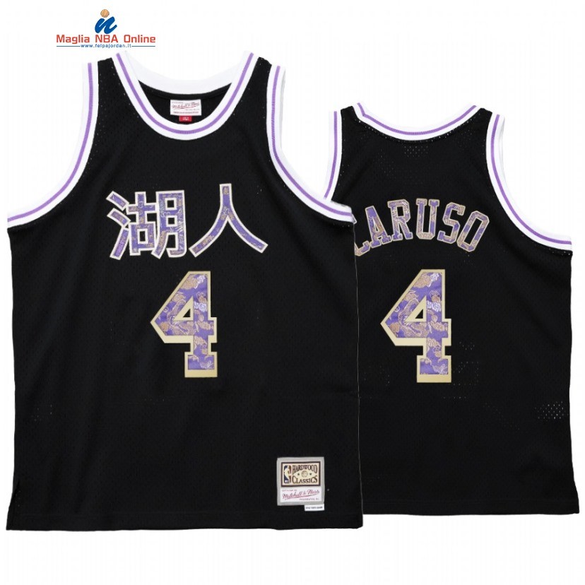 Maglia NBA Los Angeles Lakers #4 Alex Caruso CNY Nero Hardwood Classics Acquista