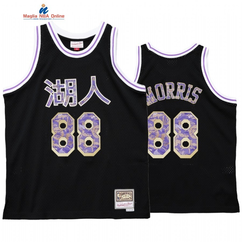 Maglia NBA Los Angeles Lakers #88 Markieff Morris CNY Nero Hardwood Classics Acquista