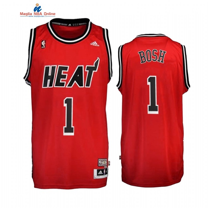 Maglia NBA Miami Heat #1 Chris Bosh Rosso Throwback 2010-17 Acquista