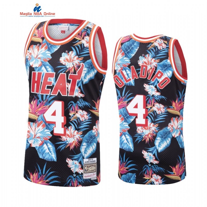 Maglia NBA Miami Heat #4 Victor Oladipo Nero Floreale Hardwood Classics 2021 Acquista