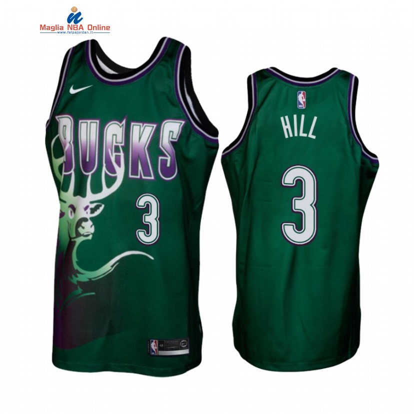 Maglia NBA Milwaukee Bucks #3 George Hill Verde Hardwood Classics Acquista