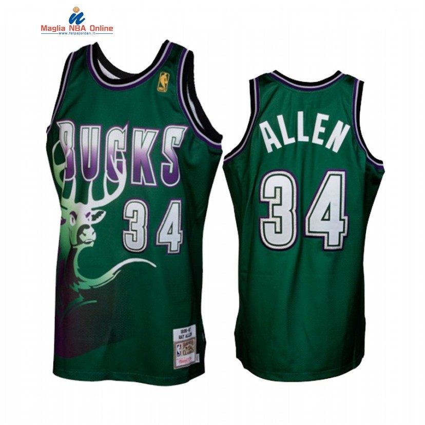 Maglia NBA Milwaukee Bucks #34 Ray Allen Verde Hardwood Classics Acquista