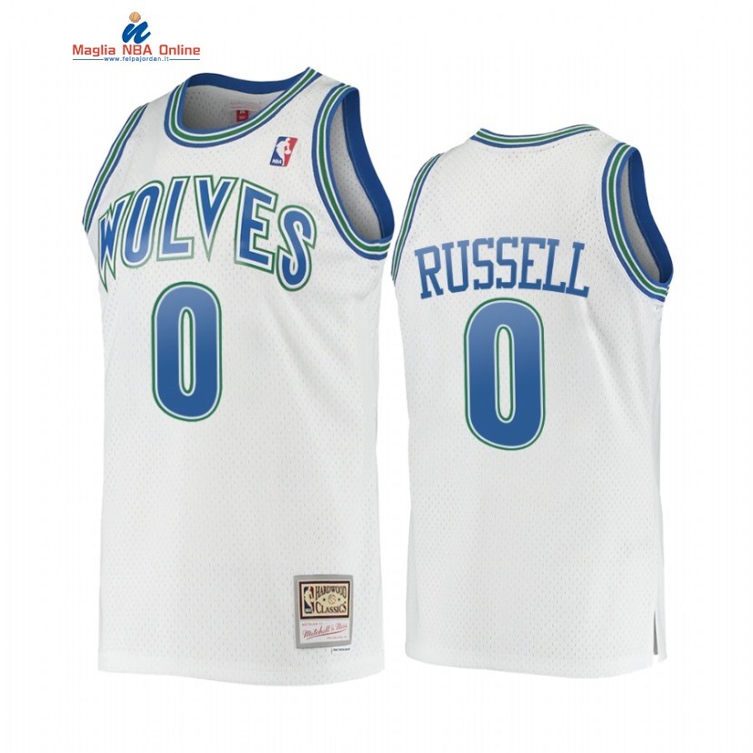 Maglia NBA Minnesota Timberwolvs #0 D'Angelo Russell Bianco Hardwood Classics Acquista