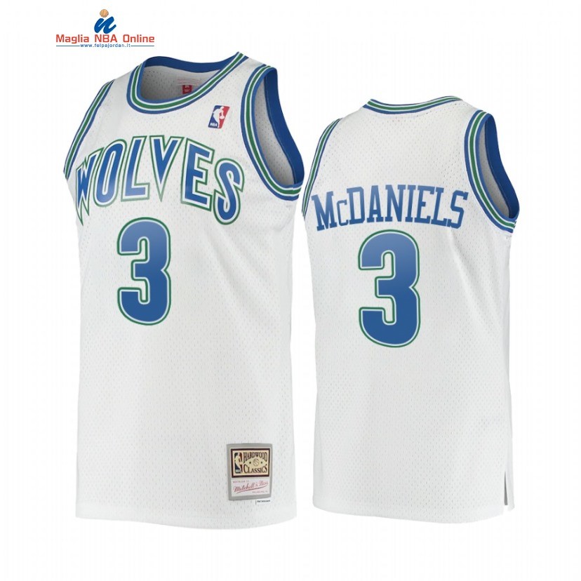 Maglia NBA Minnesota Timberwolvs #3 Jaden McDaniels Bianco Hardwood Classics Acquista