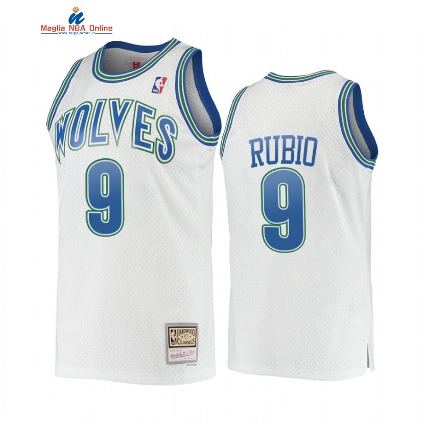 Maglia NBA Minnesota Timberwolvs #9 Ricky Rubio Bianco Hardwood Classics Acquista