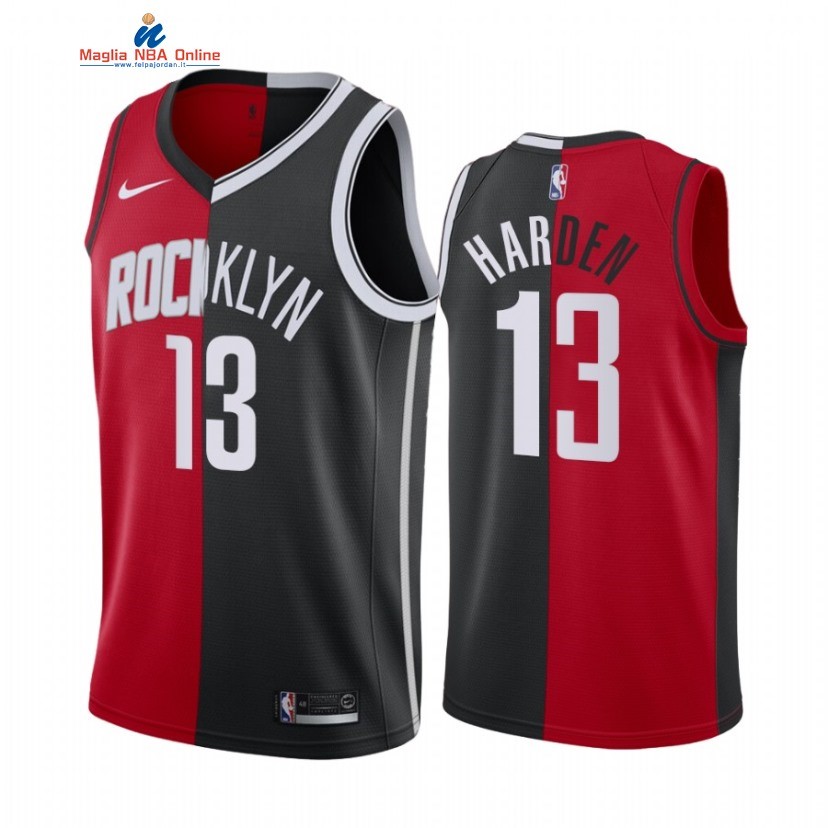 Maglia NBA Nike Brooklyn Nets #13 James Harden Rosso Nero Split Edition Acquista