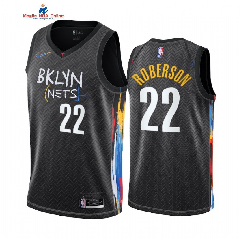 Maglia NBA Nike Brooklyn Nets #22 Andre Roberson Nero Città 2020-21 Acquista