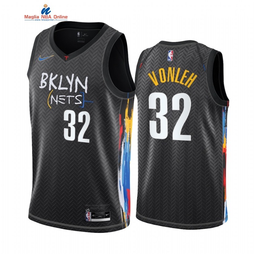Maglia NBA Nike Brooklyn Nets #32 Noah Vonleh Nero Città 2020-21 Acquista