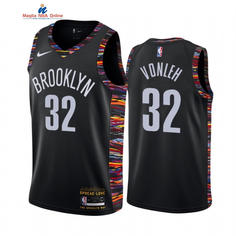 Maglia NBA Nike Brooklyn Nets #32 Noah Vonleh Nike Nero Città 2020-21 Acquista