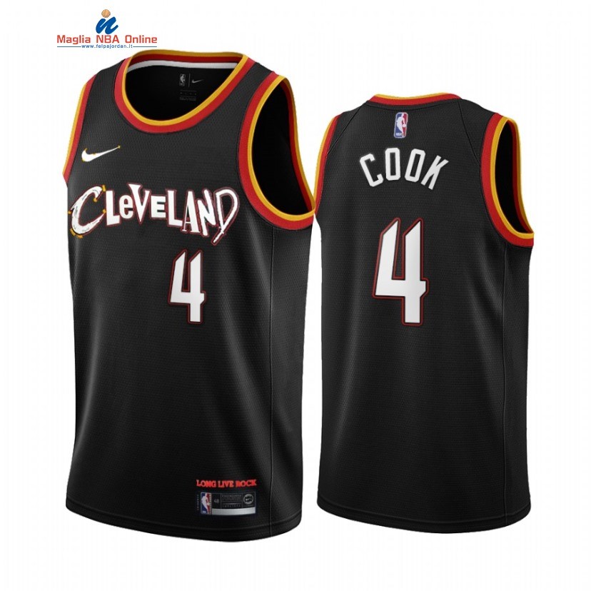 Maglia NBA Nike Cleveland Cavaliers #4 Quinn Cook Nero Città 2021 Acquista