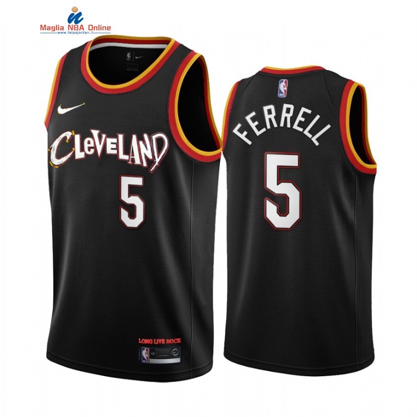 Maglia NBA Nike Cleveland Cavaliers #5 Yogi Ferrell Nero Città 2020-21 Acquista