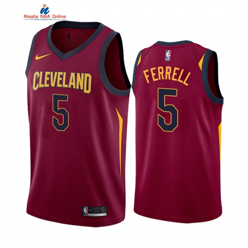 Maglia NBA Nike Cleveland Cavaliers #5 Yogi Ferrell Rosso Icon 2020-21 Acquista