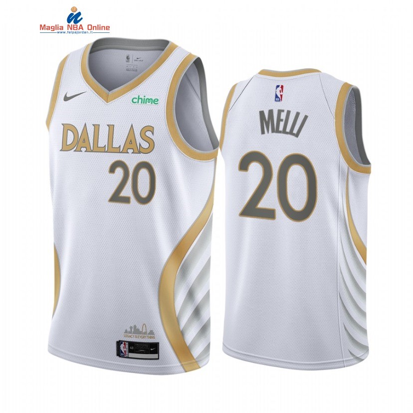 Maglia NBA Nike Dallas Mavericks #20 Nicolo Melli Bianco Città 2021 Acquista