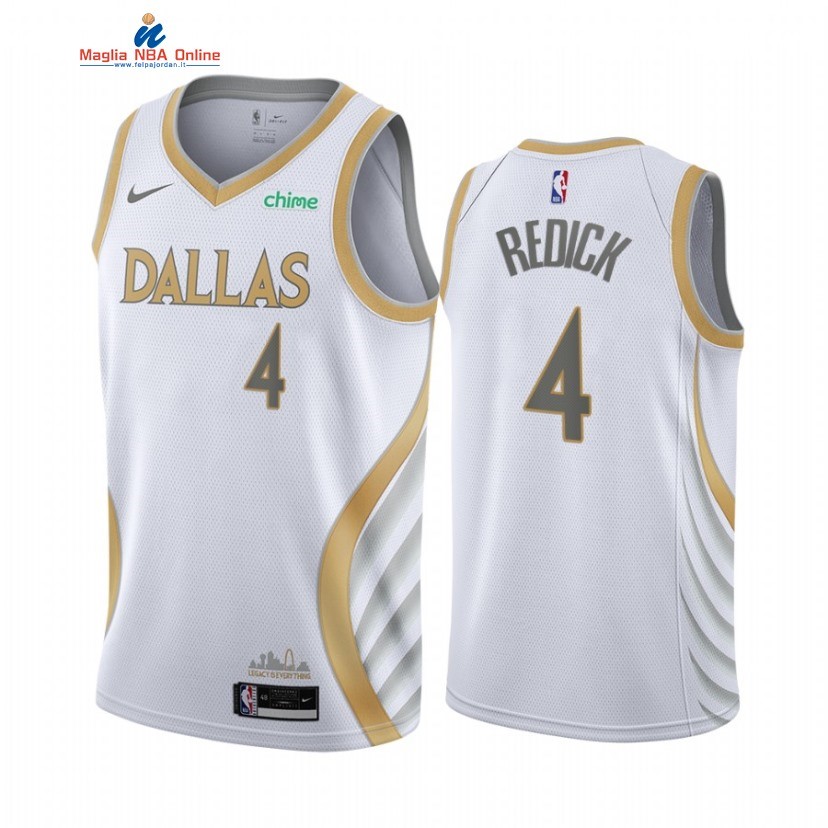 Maglia NBA Nike Dallas Mavericks #4 J.J. Redick Bianco Città 2021 Acquista