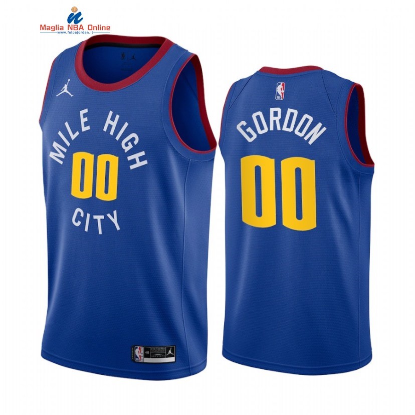 Maglia NBA Nike Denver Nuggets #00 Aaron Gordon Blu Statement 2021 Acquista