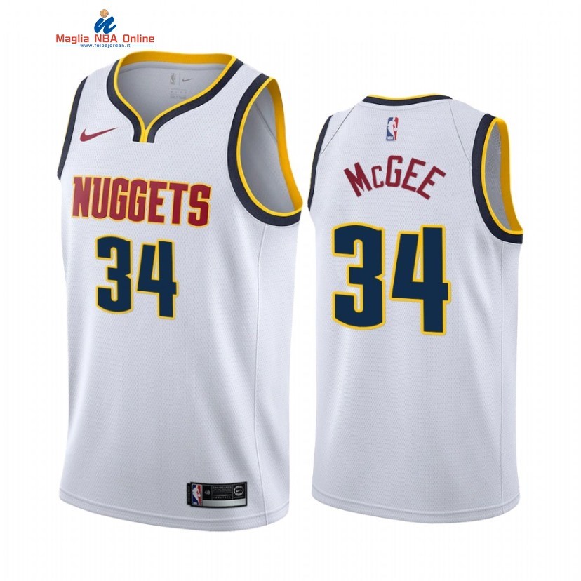 Maglia NBA Nike Denver Nuggets #34 JaVale McGee Bianco Association 2021 Acquista
