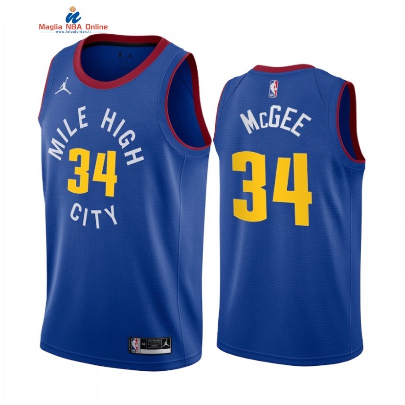 Maglia NBA Nike Denver Nuggets #34 JaVale McGee Blu Statement 2021 Acquista