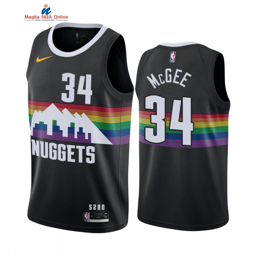 Maglia NBA Nike Denver Nuggets #34 JaVale McGee Nike Nero Città 2021 Acquista