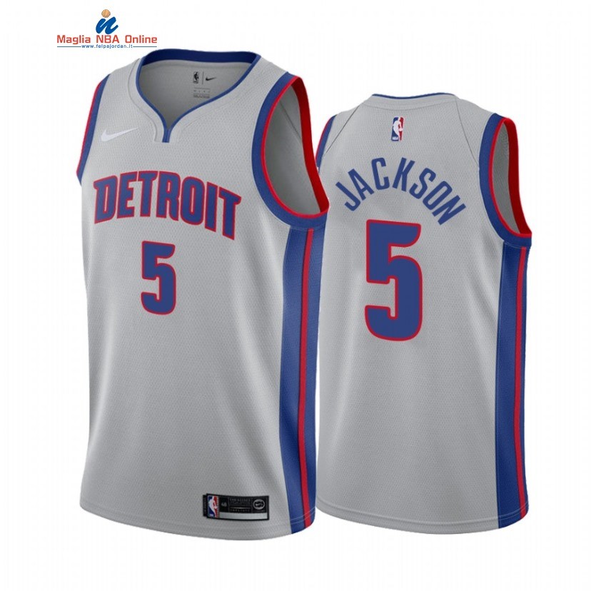 Maglia NBA Nike Detroit Pistons #5 Frank Jackson Grigio Statement 2021 Acquista