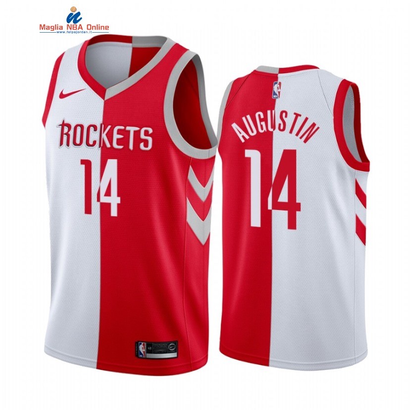 Maglia NBA Nike Houston Rockets #14 D.J. Augustin Bianco Rosso Split Edition 2021 Acquista