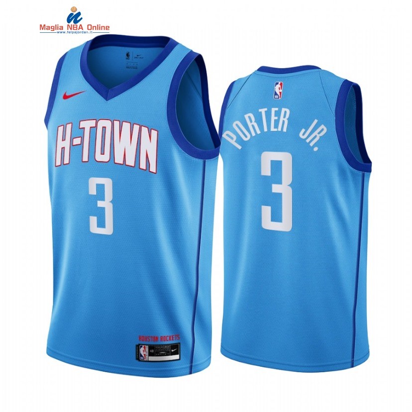 Maglia NBA Nike Houston Rockets #3 Kevin Porter Jr. Blu Città 2020-21 Acquista