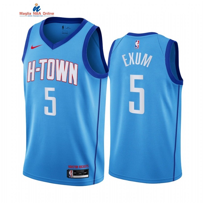 Maglia NBA Nike Houston Rockets #5 Dante Exum Blu Città 2020-21 Acquista