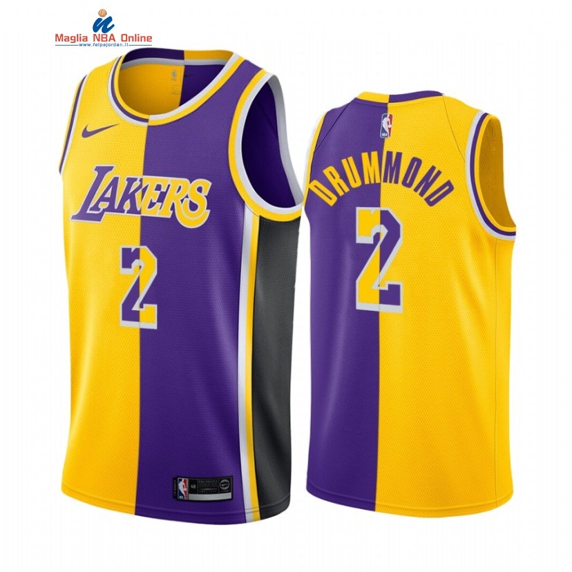Maglia NBA Nike Los Angeles Lakers #2 Andre Drummond Giallo Porpora Split 2021 Acquista