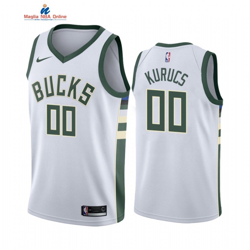 Maglia NBA Nike Milwaukee Bucks #00 Rodion Kurucs Bianco Association 2021 Acquista