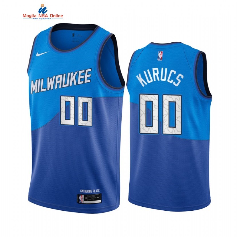 Maglia NBA Nike Milwaukee Bucks #00 Rodion Kurucs Nike Blu Città 2021 Acquista