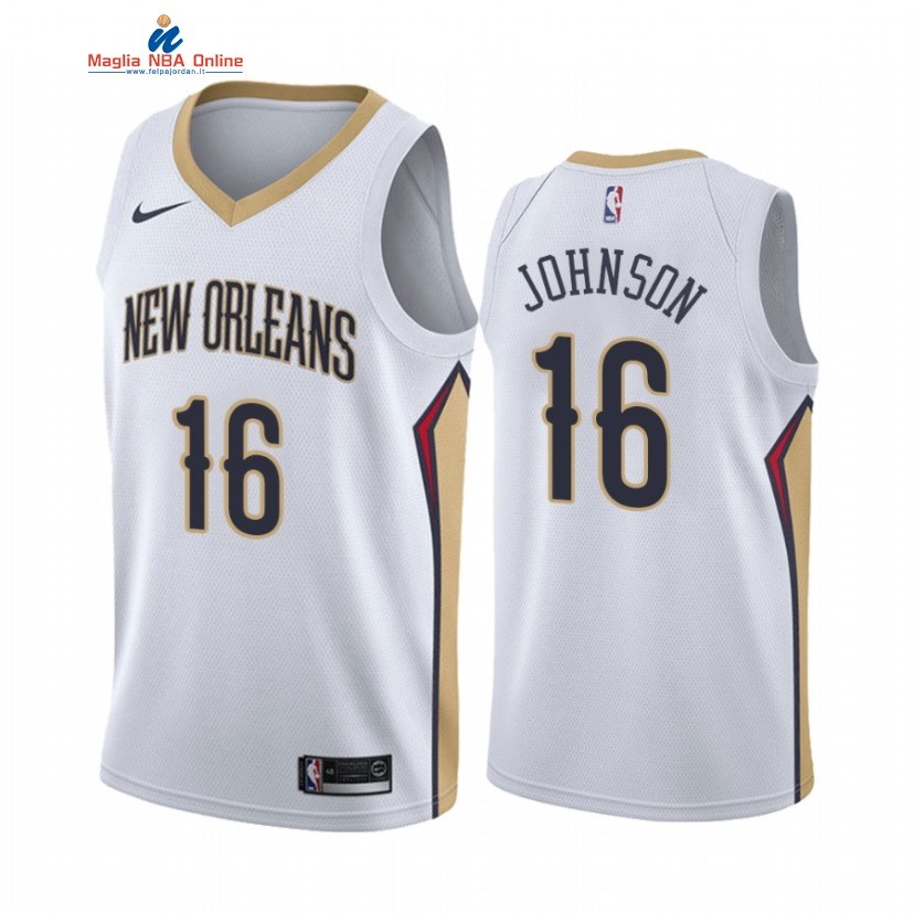 Maglia NBA Nike New Orleans Pelicans #16 James Johnson Bianco Association 2021 Acquista