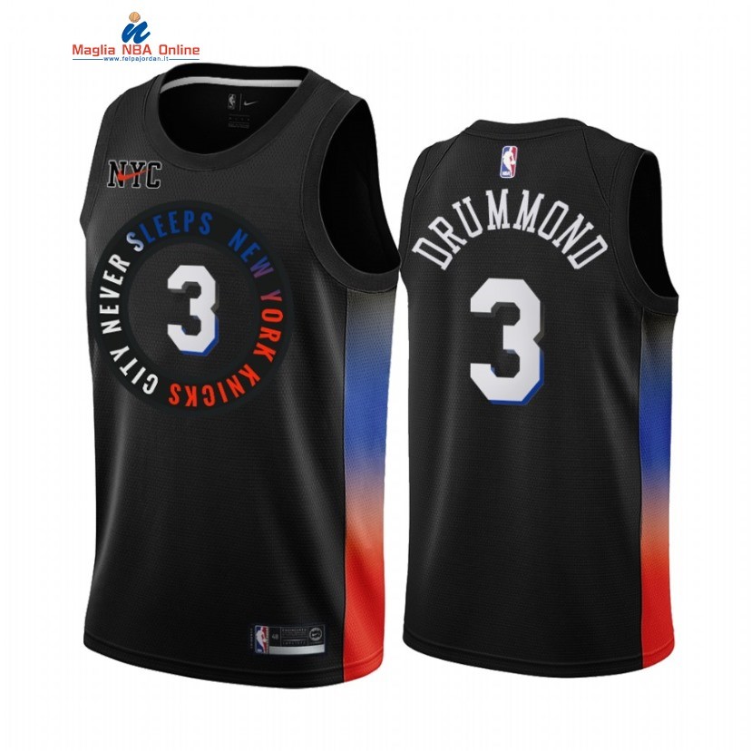Maglia NBA Nike New York Knicks #3 Andre Drummond Nero Città 2021 Acquista