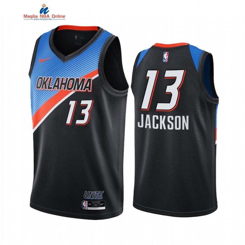 Maglia NBA Nike Oklahoma City Thunder #13 Frank Jackson Nero Città 2020-21 Acquista