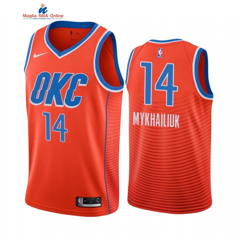 Maglia NBA Nike Oklahoma City Thunder #14 Sviatoslav Mykhailiuk Arancia Statement 2021 Acquista