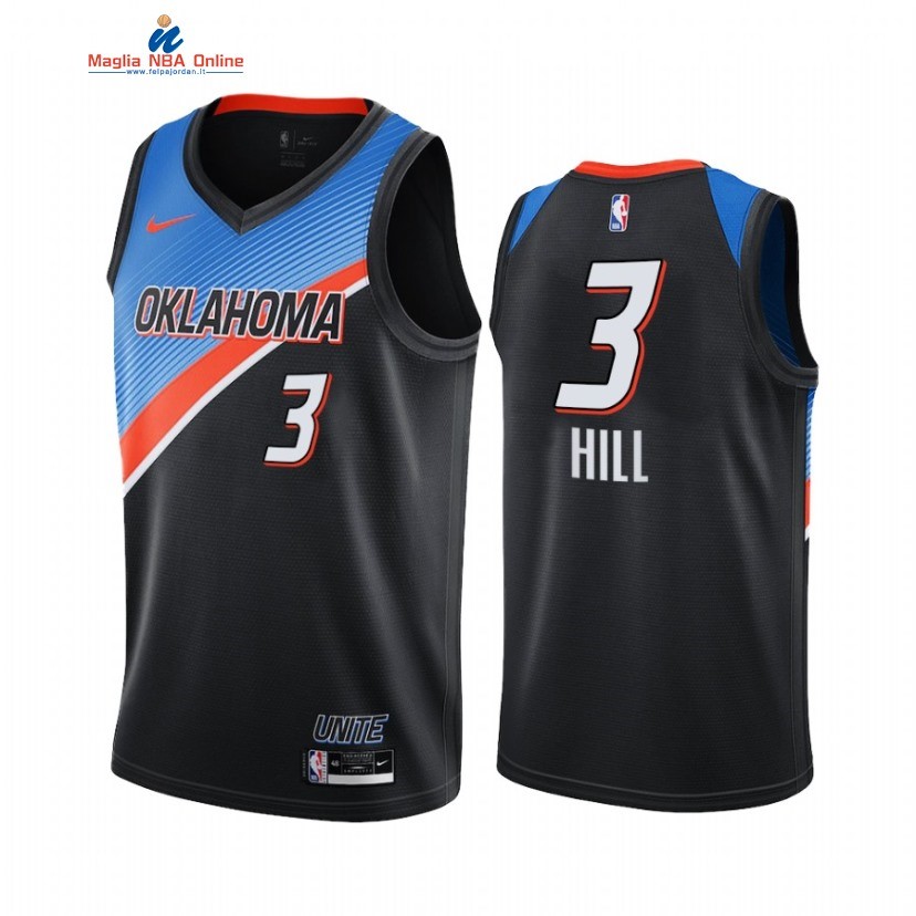 Maglia NBA Nike Oklahoma City Thunder #3 George Hill Nero Città 2020-21 Acquista