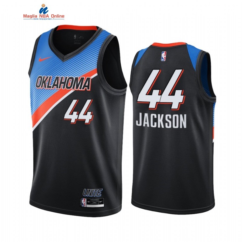 Maglia NBA Nike Oklahoma City Thunder #44 Justin Jackson Nero Città 2020-21 Acquista
