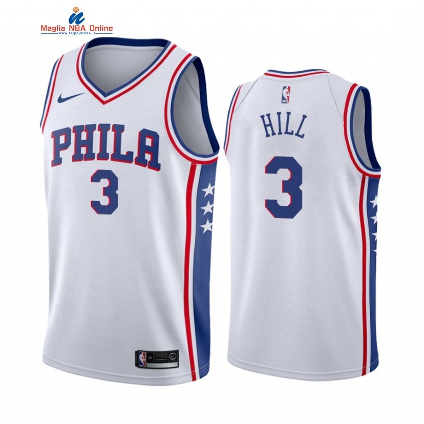 Maglia NBA Nike Philadelphia Sixers #3 George Hill Bianco Association 2021 Acquista