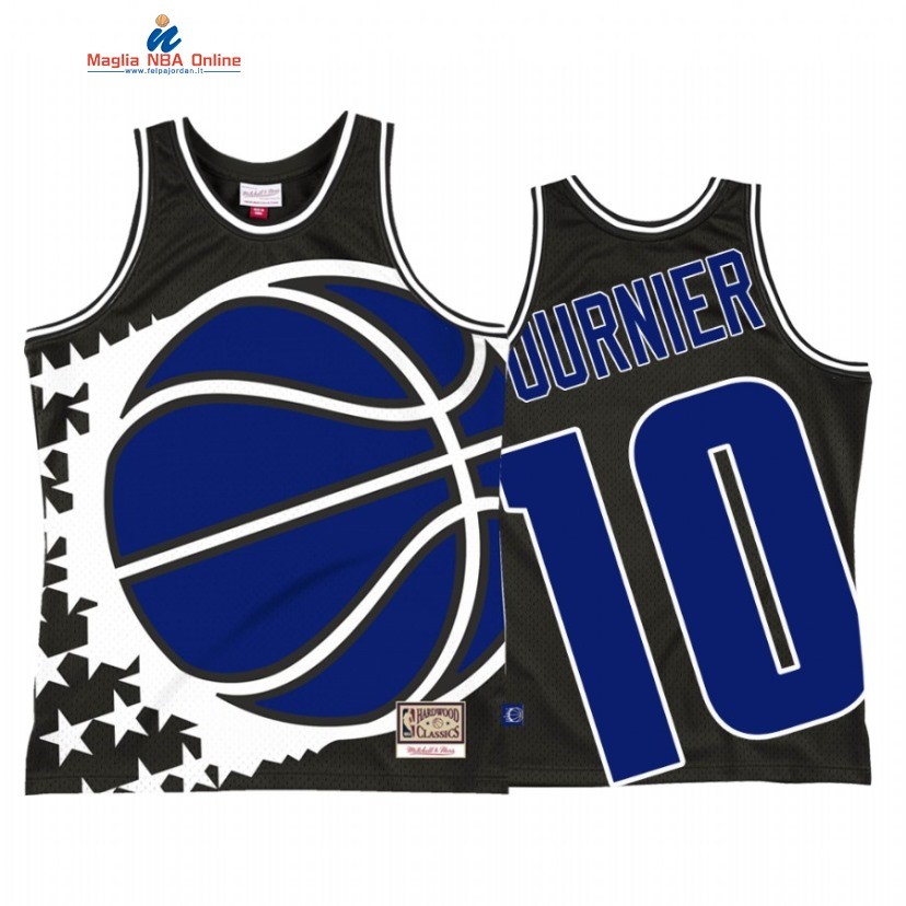 Maglia NBA Orlando Magic #10 Evan Fournier Big Face 2 Nero Hardwood Classics Acquista