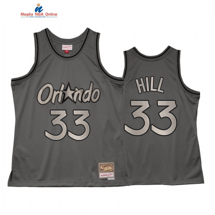 Maglia NBA Orlando Magic #33 Grant Hill Grigio Hardwood Classics 2021 Acquista