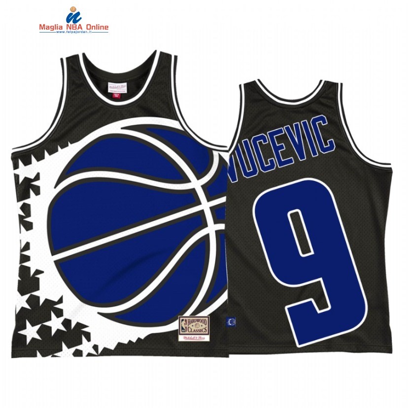 Maglia NBA Orlando Magic #9 Nikola Vucevic Big Face 2 Nero Hardwood Classics Acquista