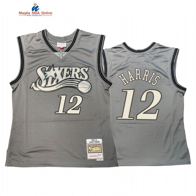 Maglia NBA Philadelphia Sixers #12 Tobias Harris Grigio Hardwood Classics Acquista