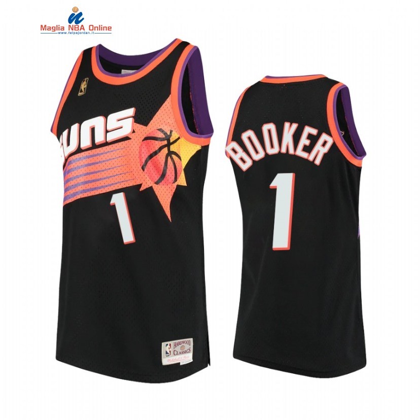 Maglia NBA Phoenix Suns #1 Devin Booker Nero Hardwood Classics 1996-97 Acquista