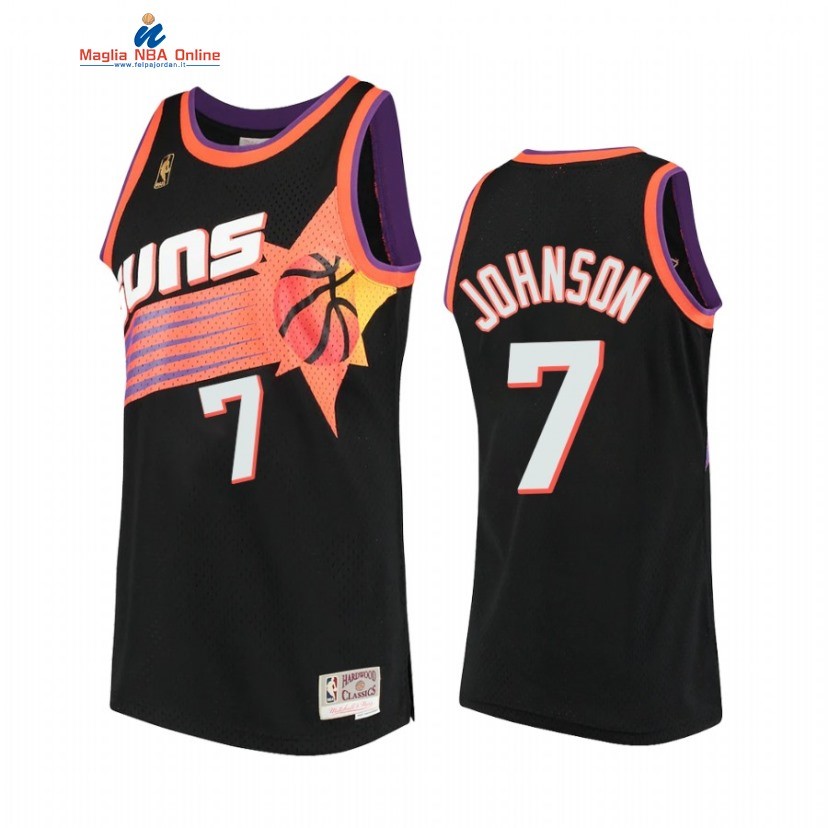 Maglia NBA Phoenix Suns #7 Kevin Johnson Nero Hardwood Classics 1996-97 Acquista