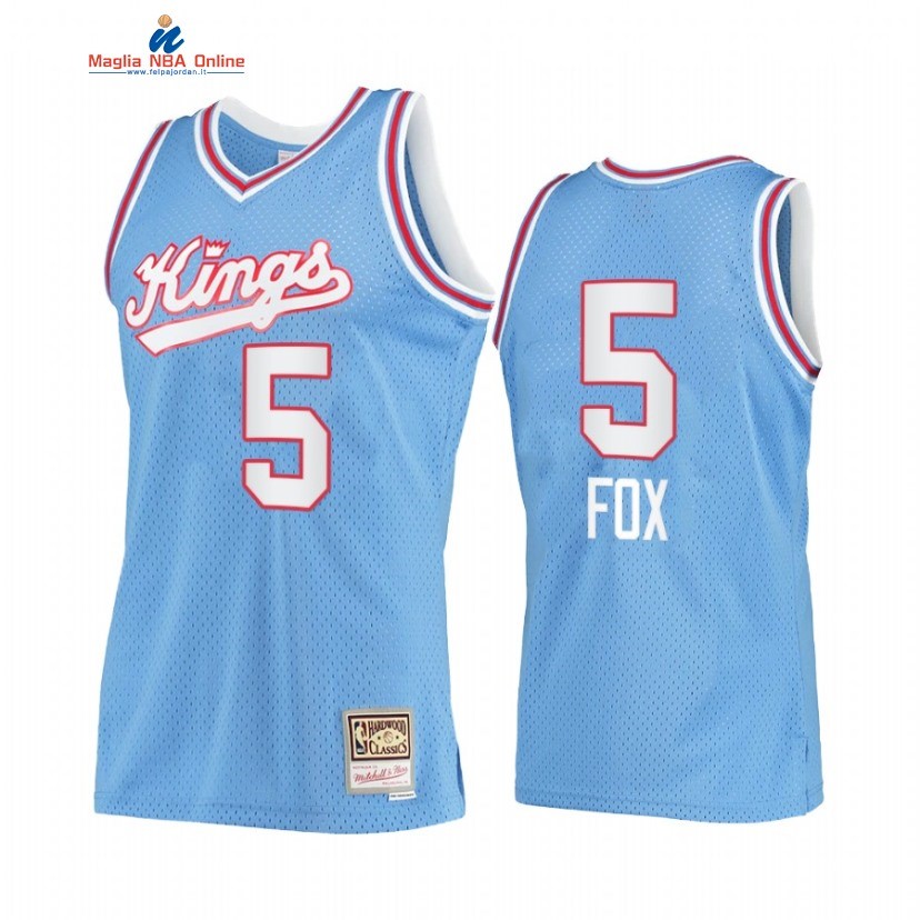 Maglia NBA Sacramento Kings #5 De'Aaron Fox Blu Hardwood Classics Acquista