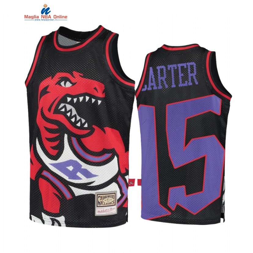 Maglia NBA Toronto Raptors #15 Vince Carter Big Face 2 Nero Hardwood Classics Acquista