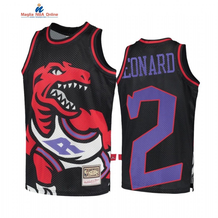 Maglia NBA Toronto Raptors #2 Kawhi Leonard Big Face 2 Nero Hardwood Classics Acquista