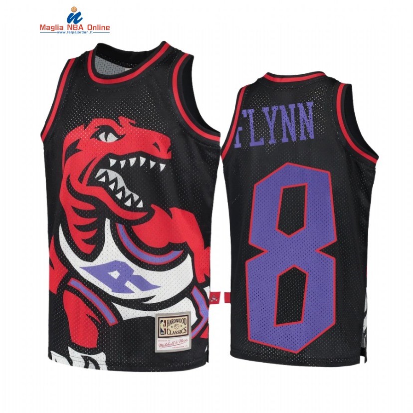 Maglia NBA Toronto Raptors #8 Malachi Flynn Big Face 2 Nero Hardwood Classics Acquista